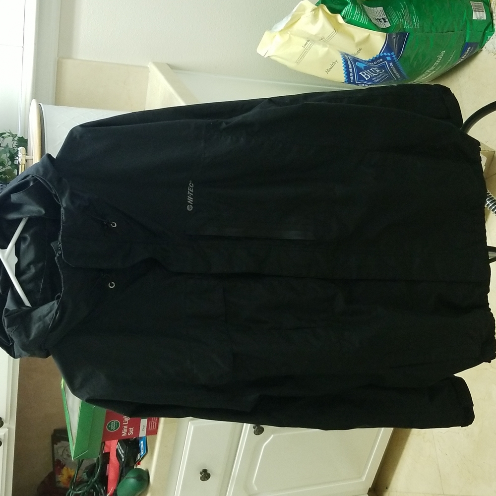 Men's zip up hooded Hi-Tec black jacket.